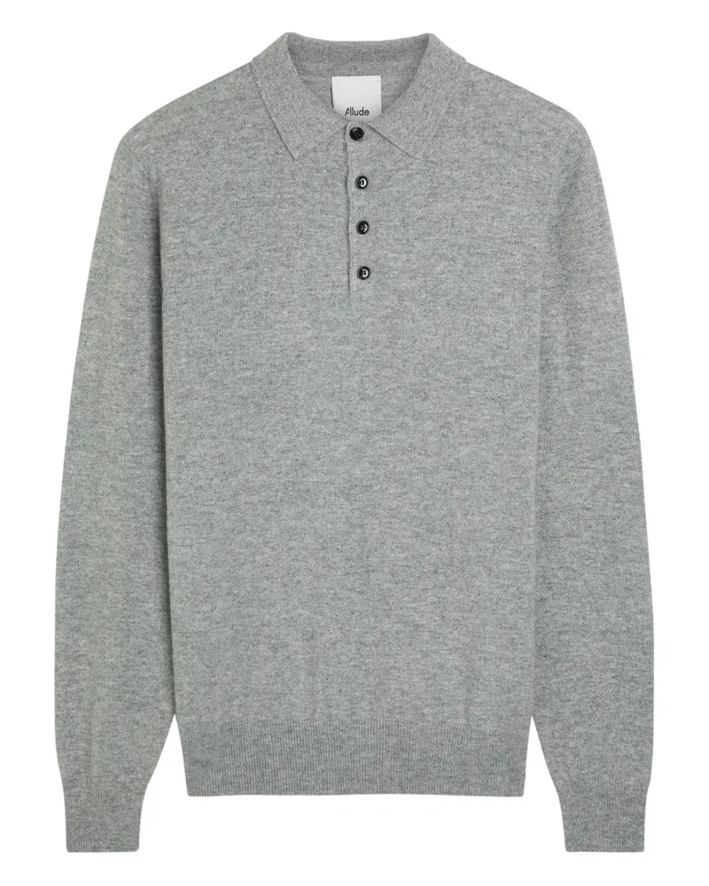 ALLUDE Langärmeliges Poloshirt - Grau Grau