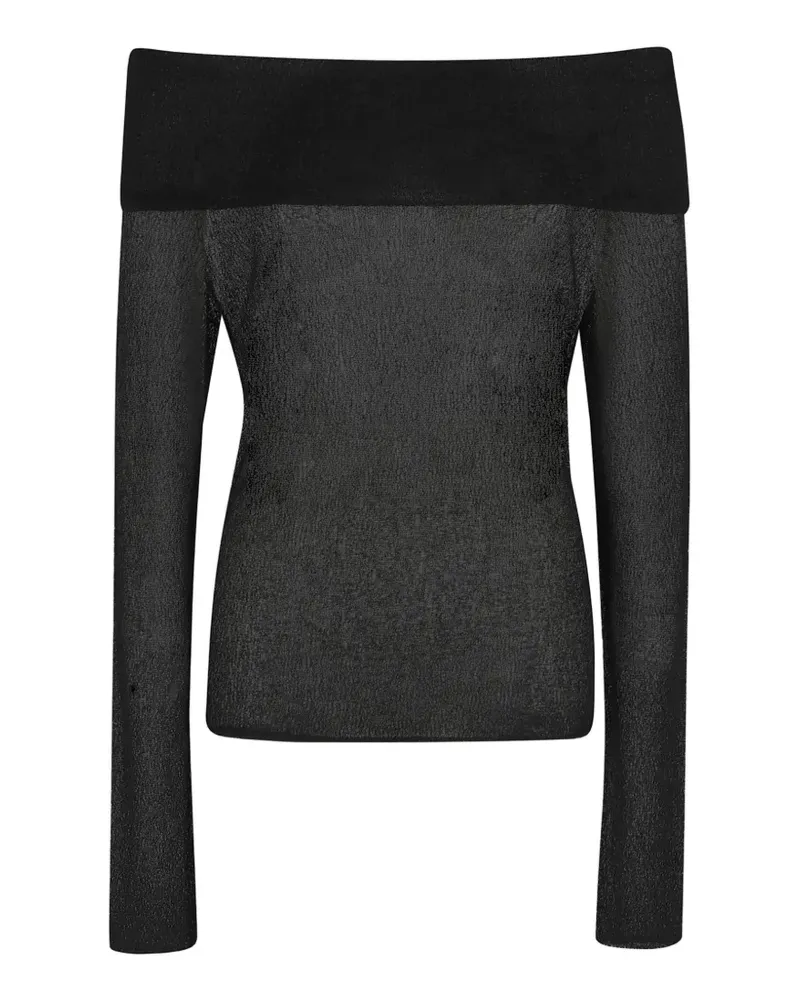 Roberto Collina openwork lace-effect off-the-shoulder sweater - Schwarz Schwarz