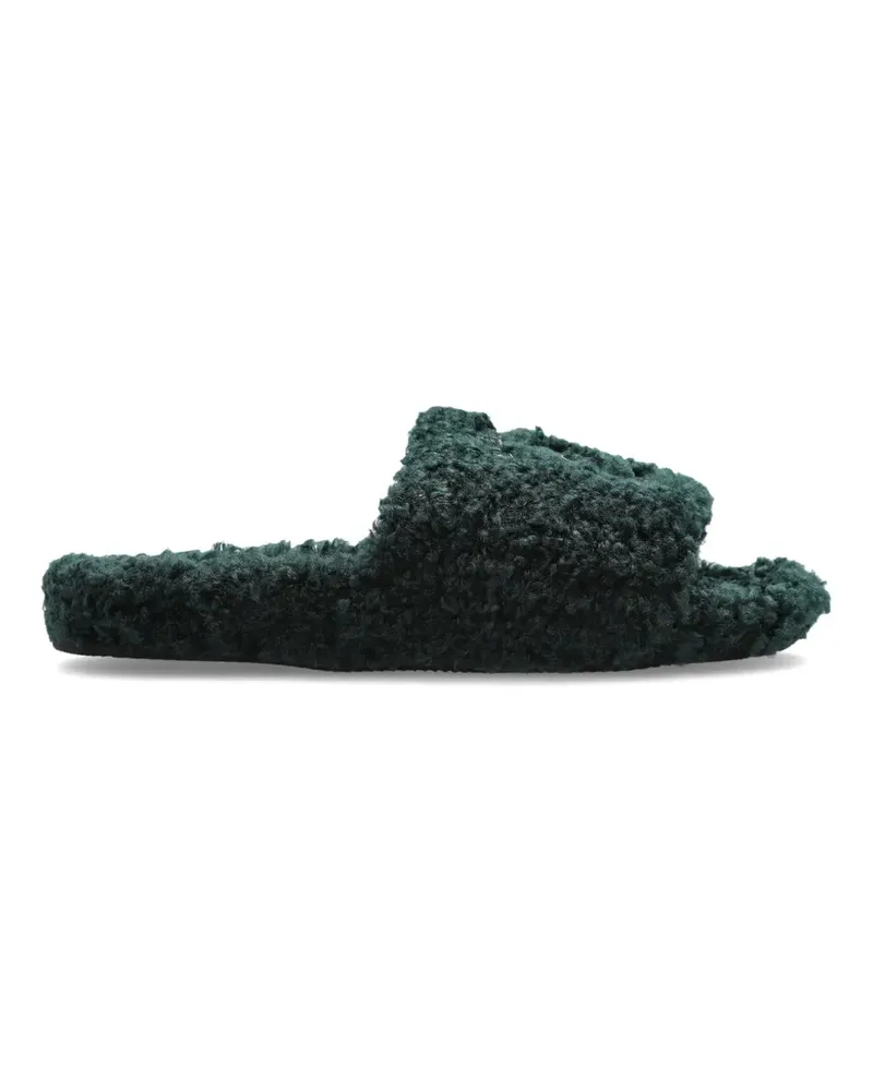 Balenciaga furry open mules in bottle green - Grün Grün