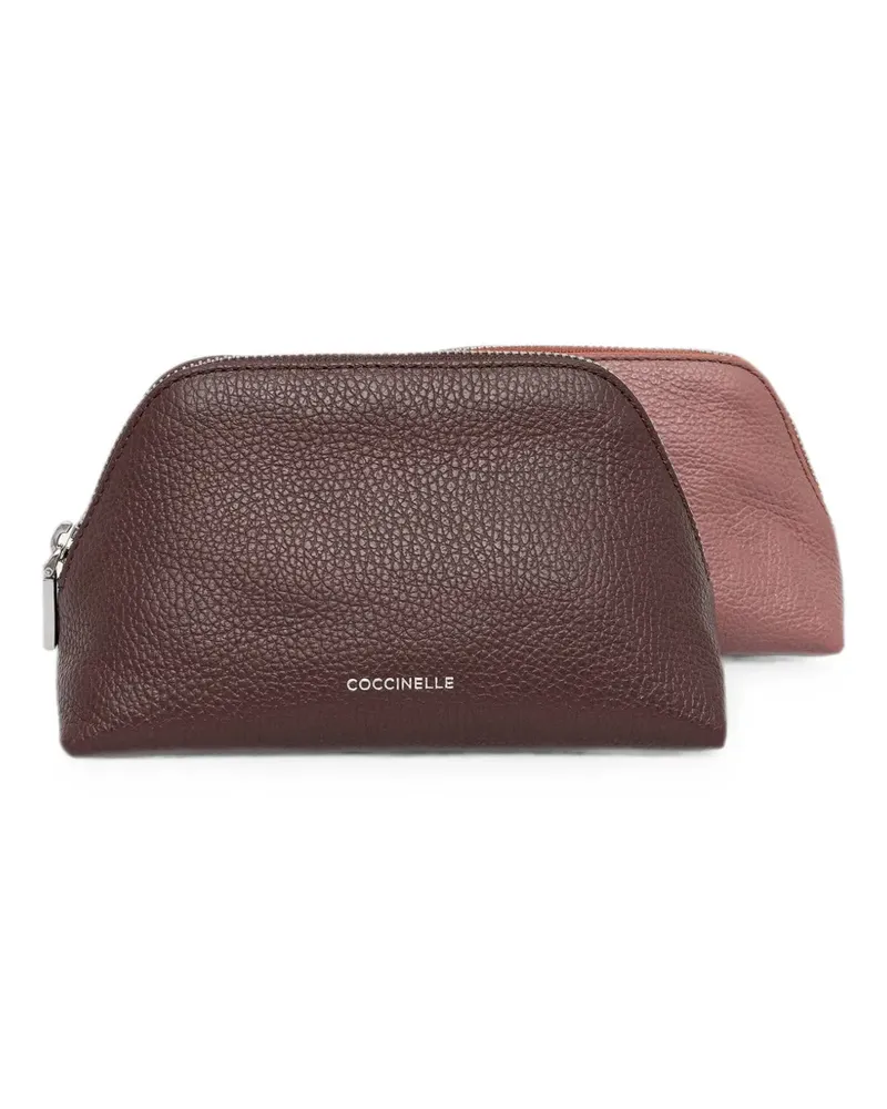 Coccinelle Kosmetiktasche aus gekörntem Leder - Violett Violett