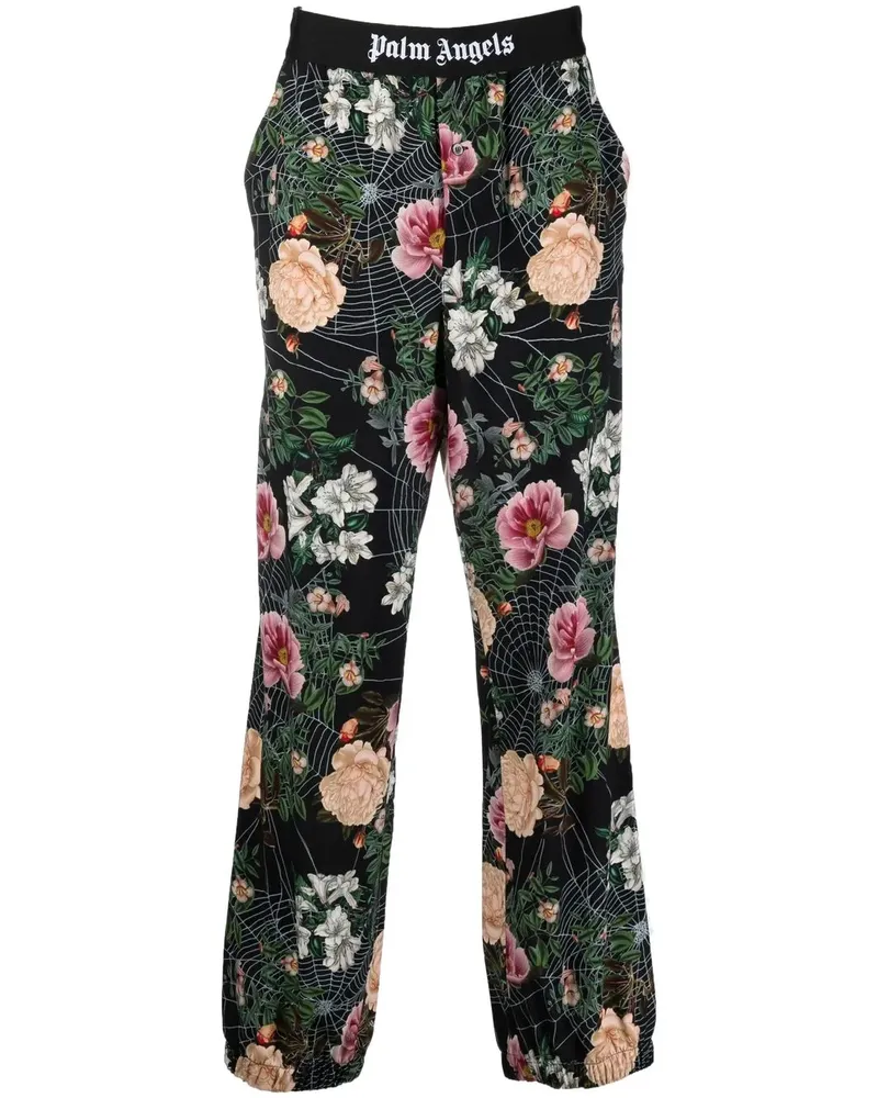 Palm Angels Hose mit Blumen-Print - Schwarz Schwarz