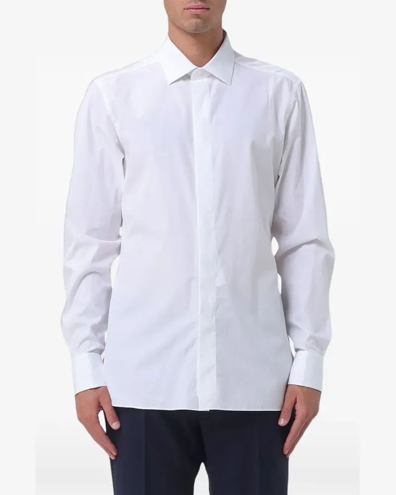 Ermenegildo Zegna poplin-texture classic-collar shirt - Weiß Weiß