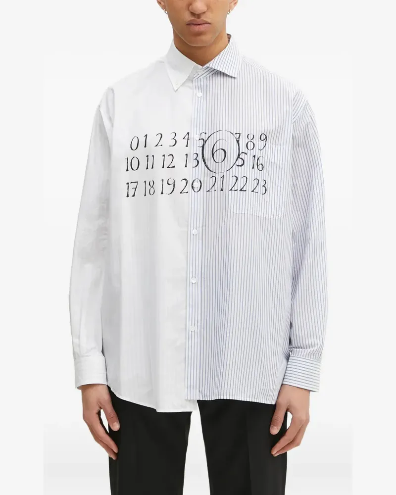 Maison Margiela Hemd mit gestreiften Einsätzen - Weiß Weiß