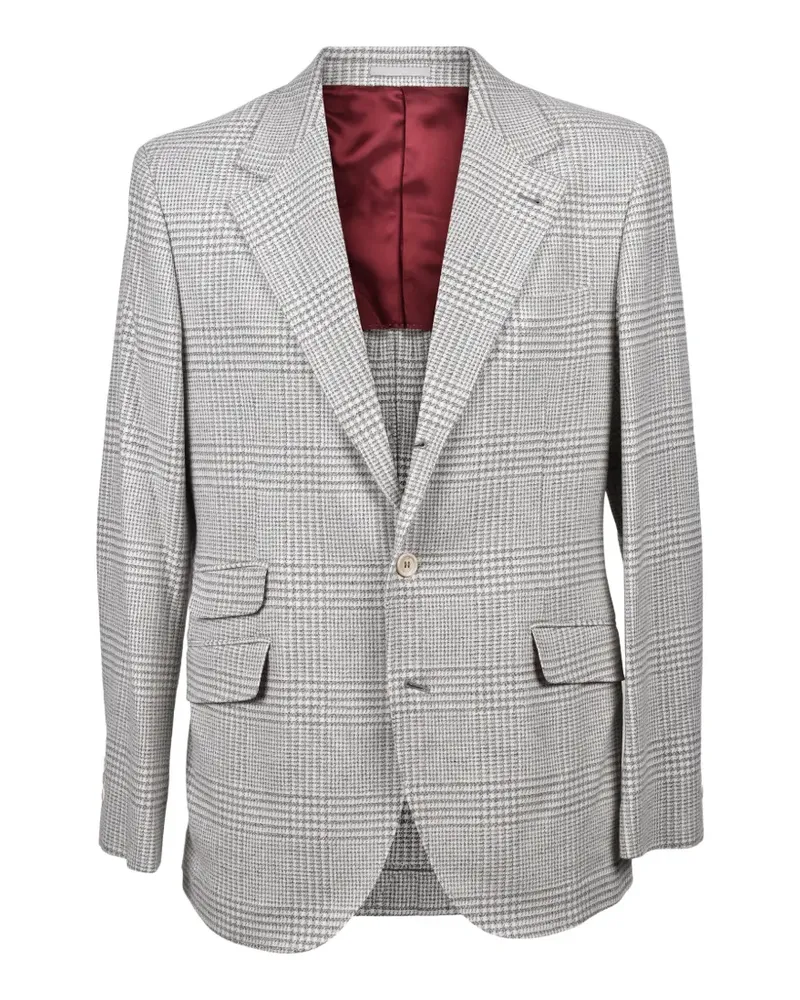 Brunello Cucinelli check three-button blazer - Grau Grau