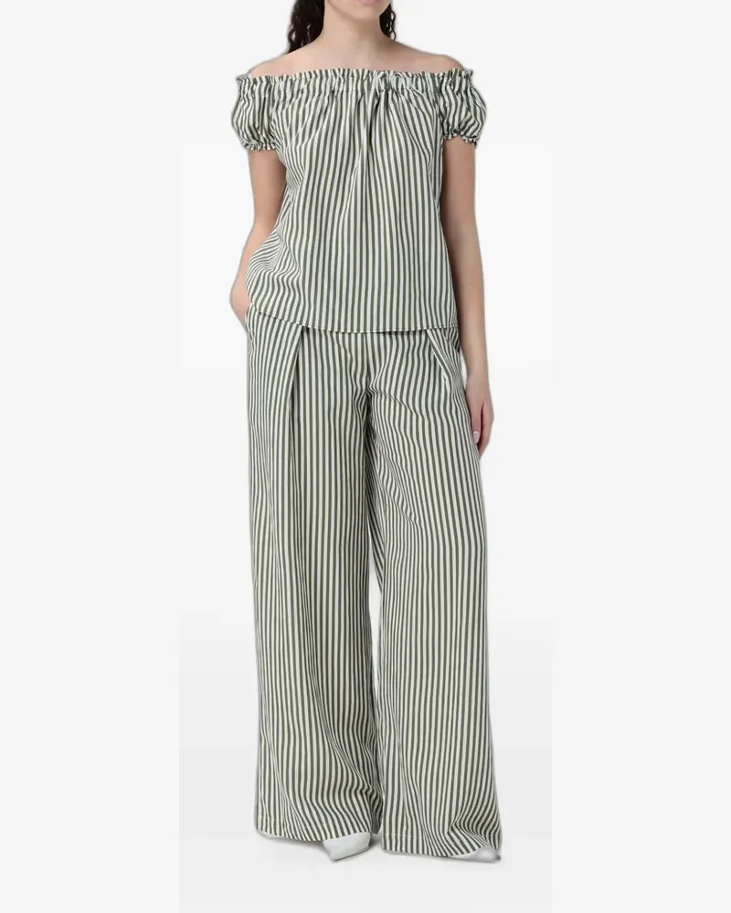 Hanita striped pleated palazzo pants - Grün Grün