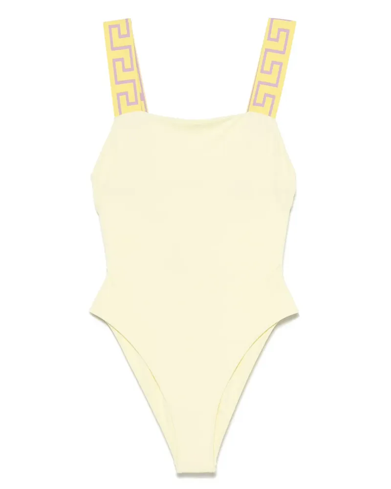 Versace Badeanzug mit Greca-Borte - Gelb Gelb