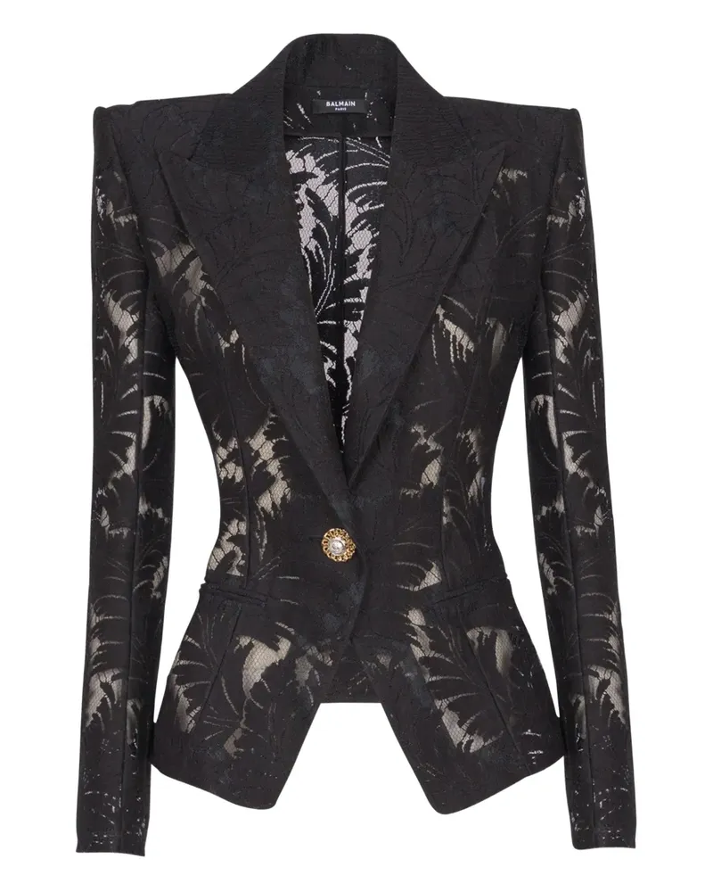 Balmain Taillierte Jacke mit Spitze - Schwarz Schwarz