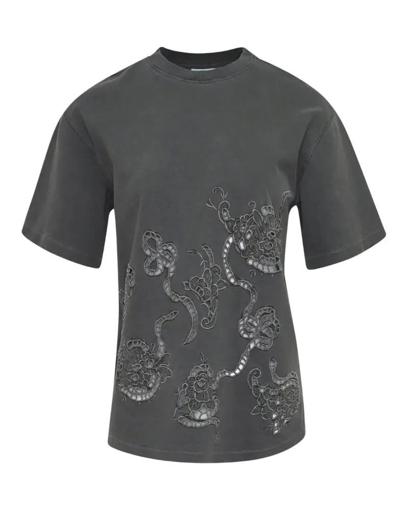 Ganni broderie-anglaise T-shirt - Grau Grau