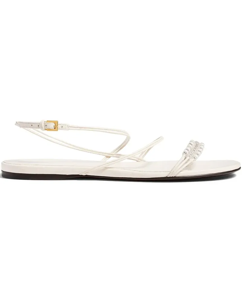KHAITE Flache Sandalen mit Perlendetail - Weiß Weiß