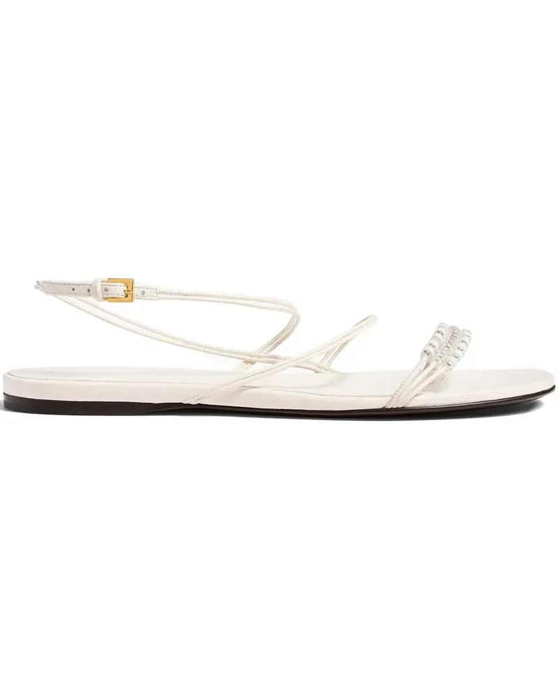 KHAITE bead-embellished loop flat sandals - Weiß Weiß