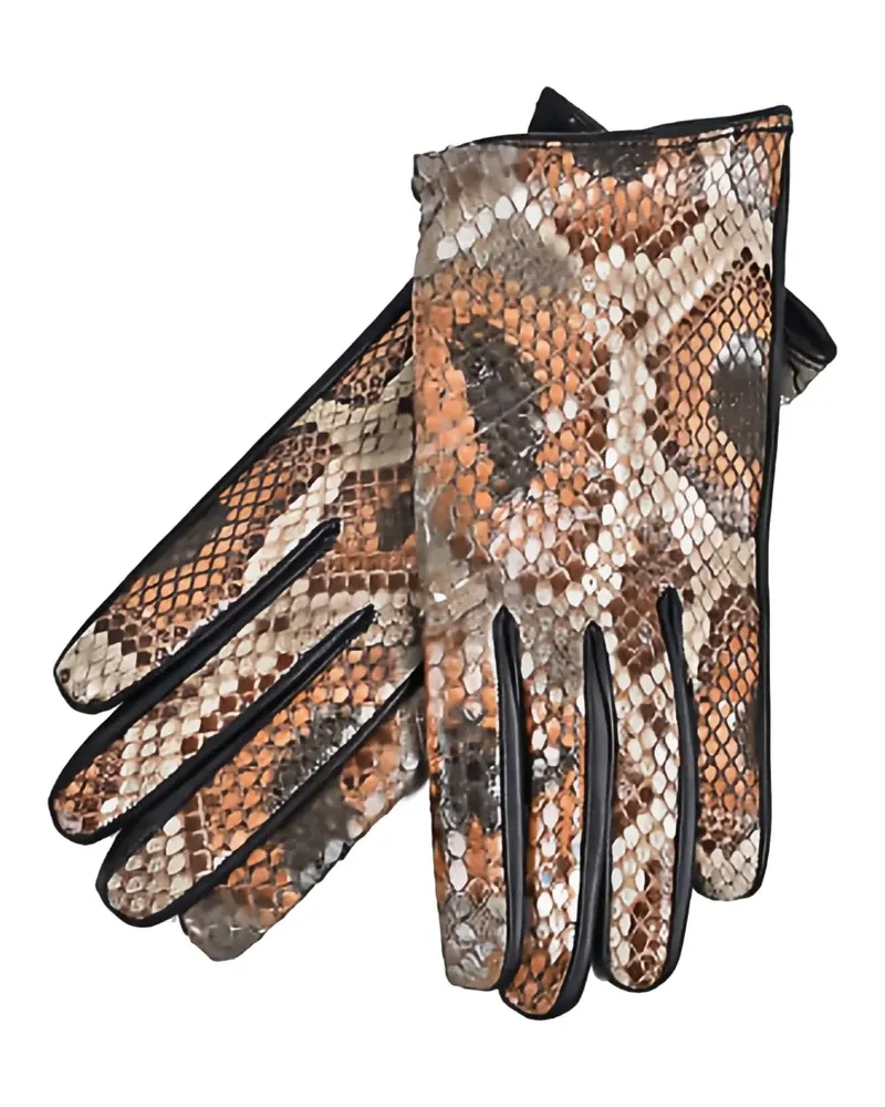 Brunello Cucinelli snakeskin-effect leather gloves - Schwarz Schwarz