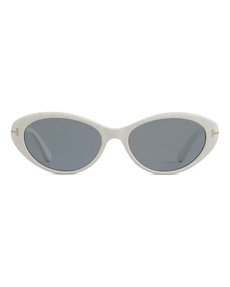 Tom Ford Cat-Eye-Sonnenbrille mit T-Logo - Weiß Weiß
