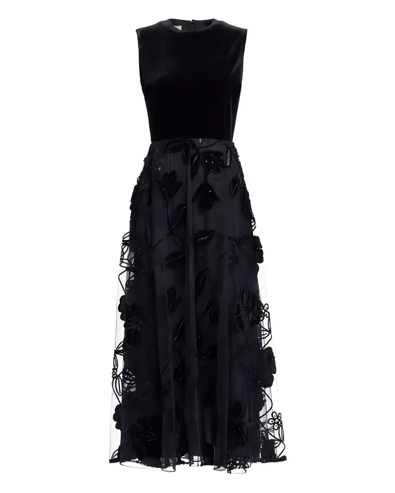 Elie Saab Trägermaxikleid mit Blumen-Print - Schwarz Schwarz