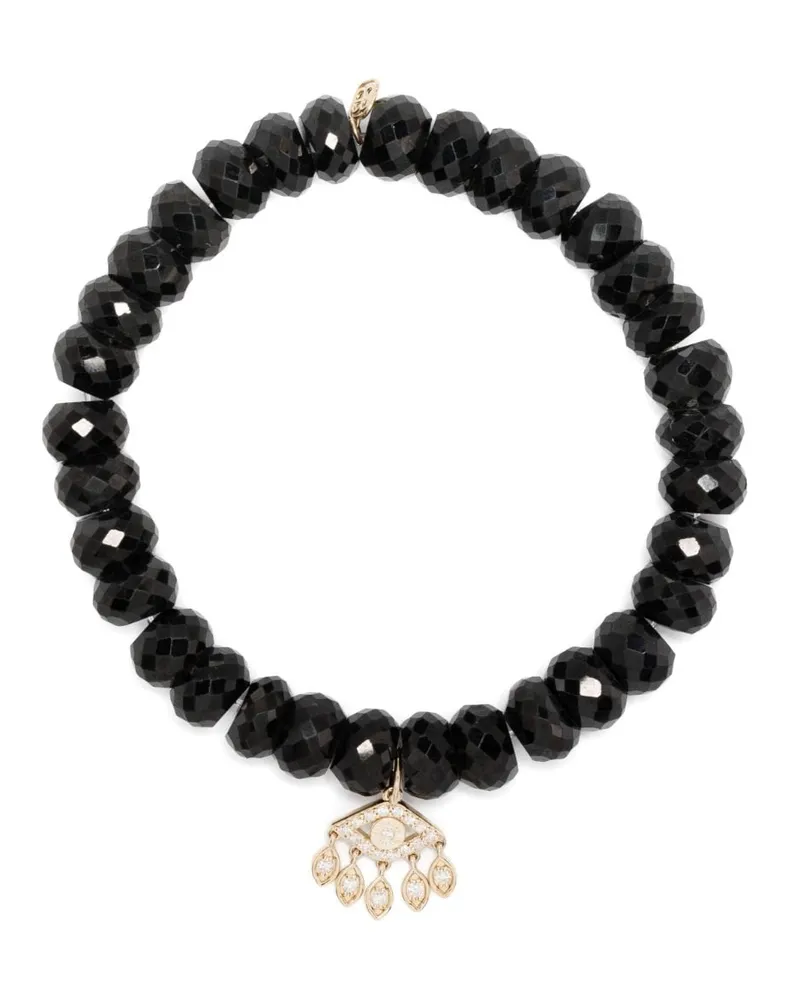 Sydney Evan 14kt Evil Eye Gelbgoldarmband mit Schmucksteinen - Schwarz Schwarz