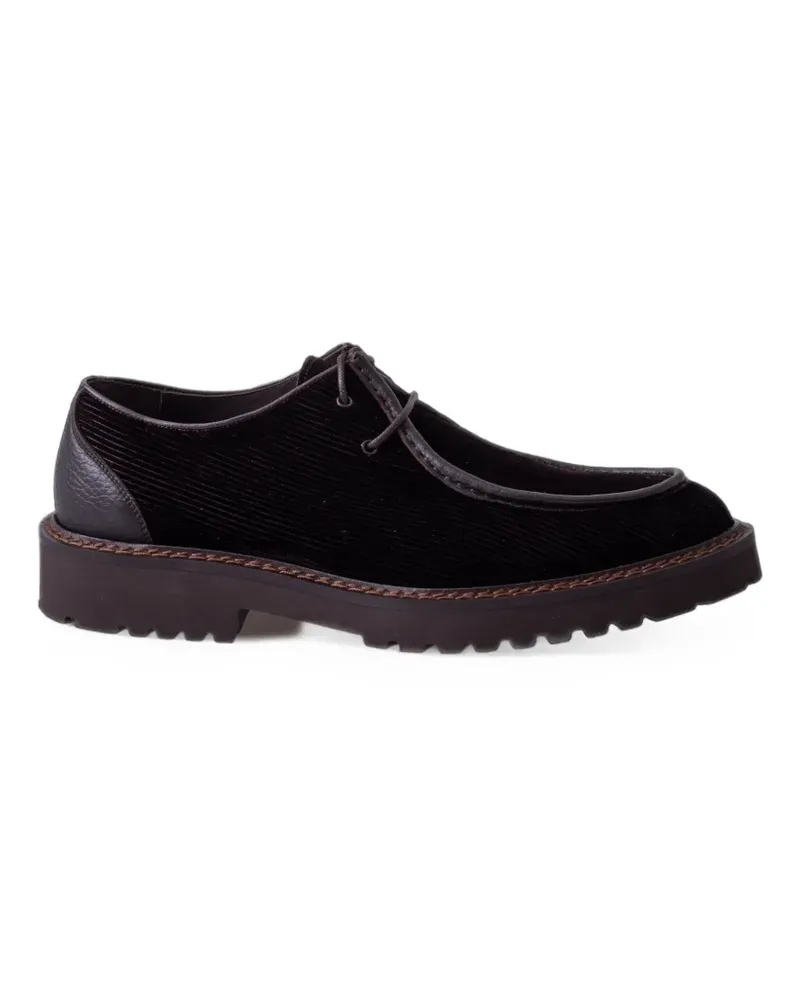 CALCE corduroy leather-trimmed Derby shoes - Braun Braun