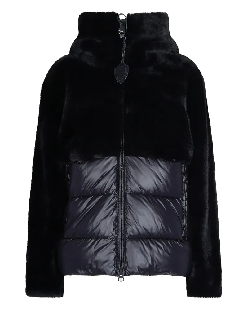 Blauer faux-fur panelled jacket - Schwarz Schwarz
