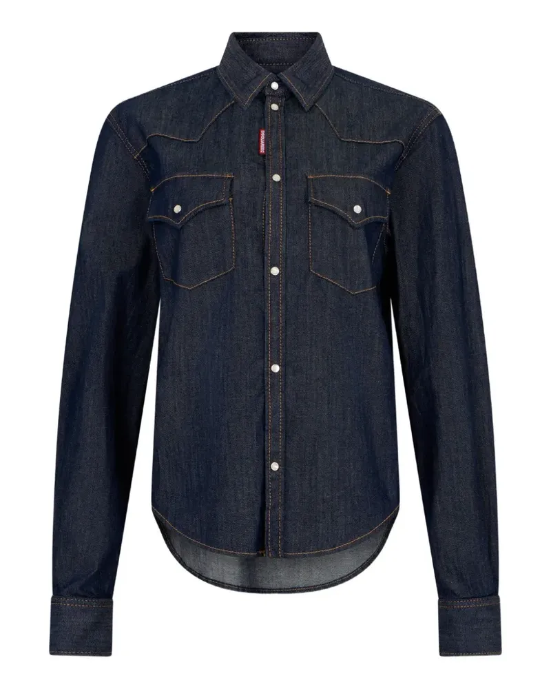 Dsquared2 Westernhemd in dunkler Waschung - Blau Blau