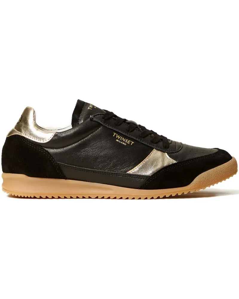 Twin-Set Lauf-Sneakers mit laminierten Details - Schwarz Schwarz