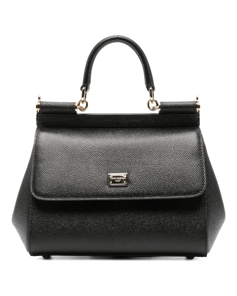 Dolce & Gabbana Kleine Sicily Handtasche aus Dauphone-Kalbsleder - Schwarz Schwarz