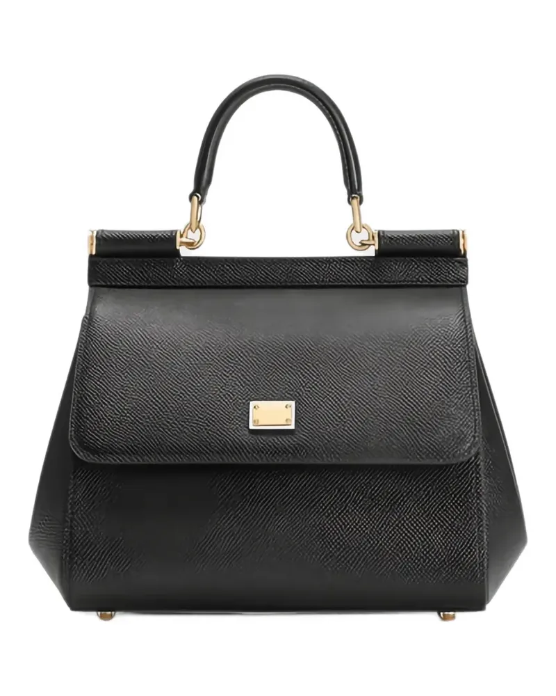 Dolce & Gabbana Kleine Sicily Handtasche aus Dauphone-Kalbsleder - Schwarz Schwarz