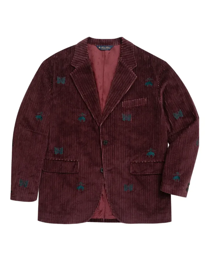 Brooks Brothers x Needles Sakko aus Cord mit Stickerei Rot