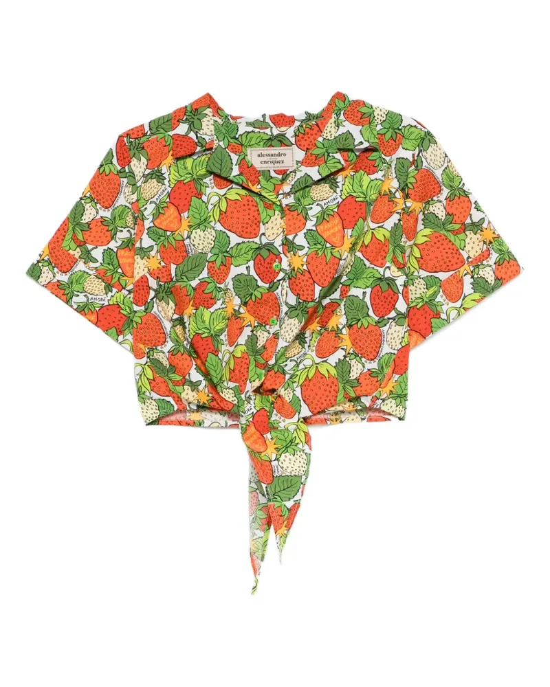 Alessandro Enriquez Oberteil mit Erdbeer-Print - Weiß Weiß