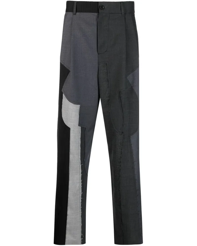 Feng Chen Wang Gerade Hose im Patchwork-Look - Grau Grau
