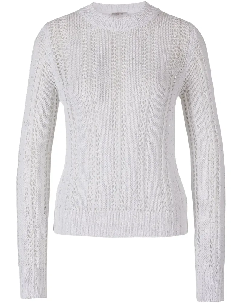 Peserico Lochstrick-Pullover mit Pailletten - Weiß Weiß