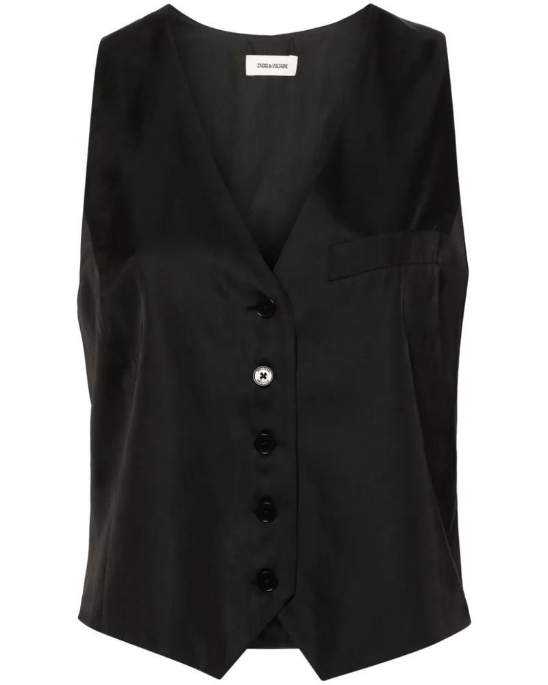 Zadig & Voltaire Emaux Oberteil aus Satin - Schwarz Schwarz