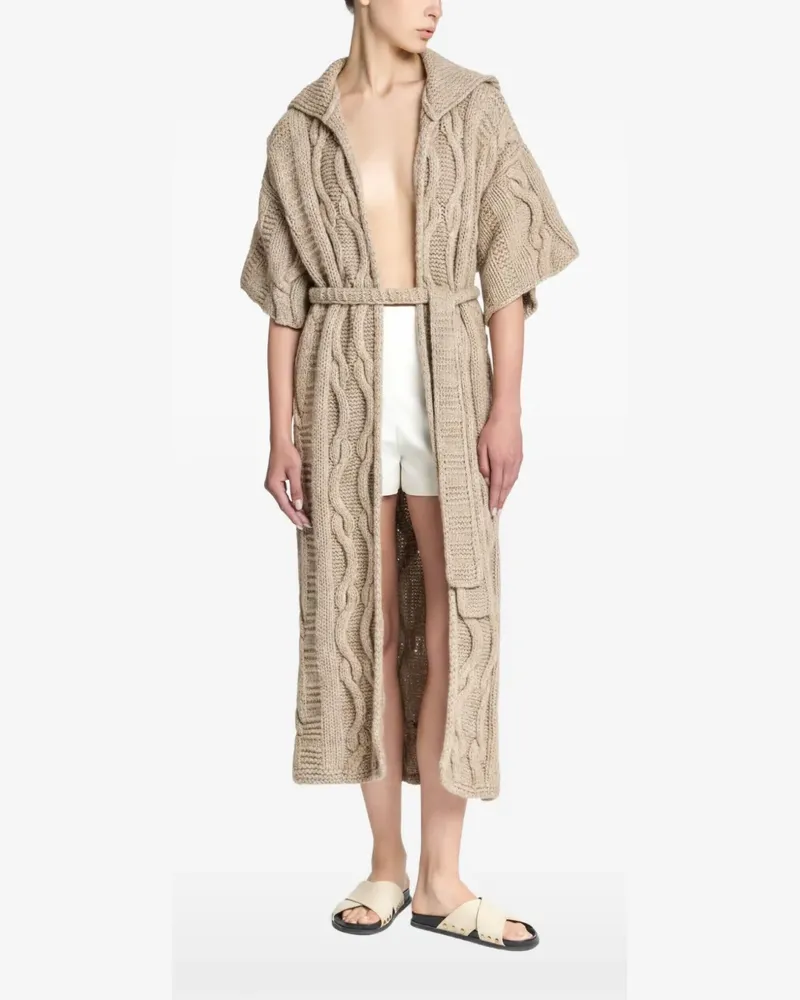 Malo cable-knit hooded coat - Nude Nude