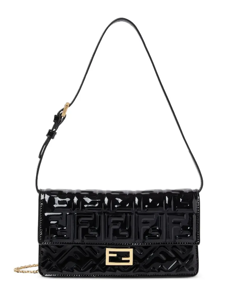Fendi Baguette Clutch mit FF-Prägung - Schwarz Schwarz