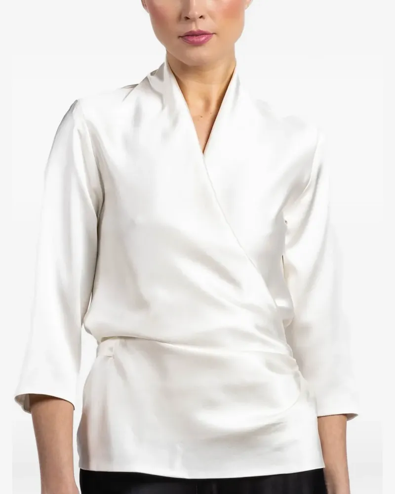Peter Cohen three-quarter wrap blouse - Weiß Weiß