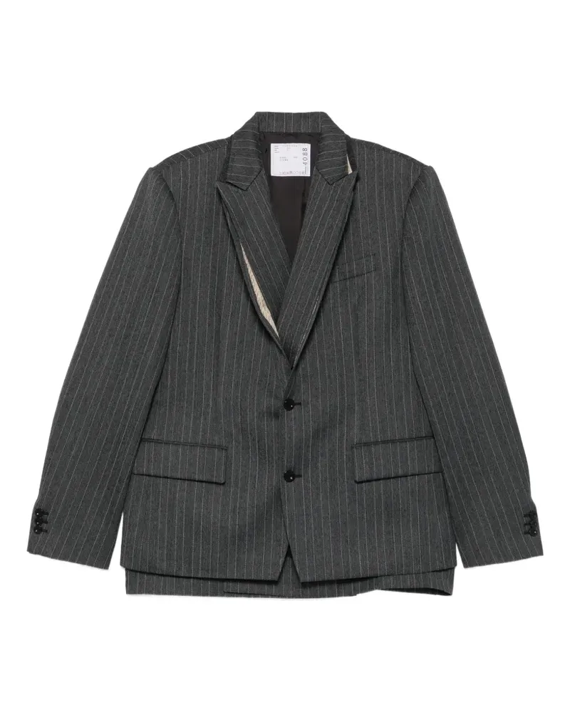 Sacai pinstripe-pattern buttoned blazer - Grau Grau