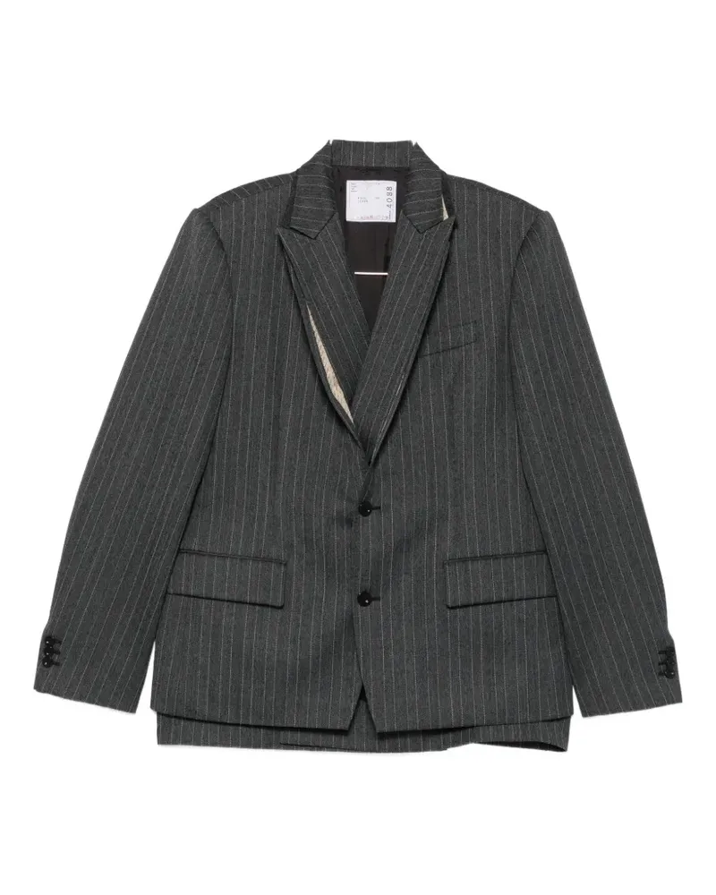 Sacai pinstripe-pattern buttoned blazer - Grau Grau