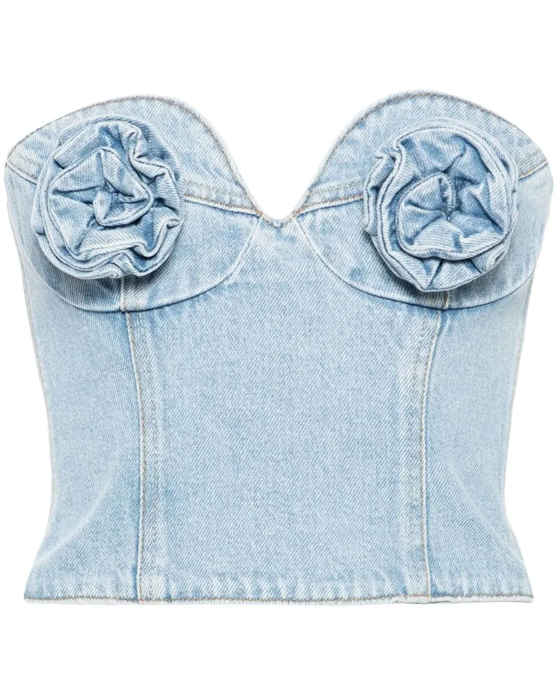 Magda Butrym Jeans-Corsage mit Blumenapplikation - Blau Blau