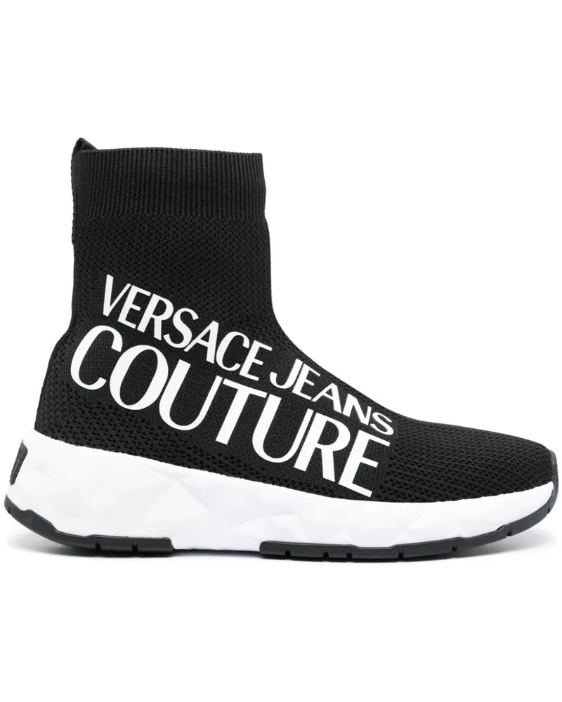 Versace Jeans Sock-Sneakers mit Logo-Print - Schwarz Schwarz