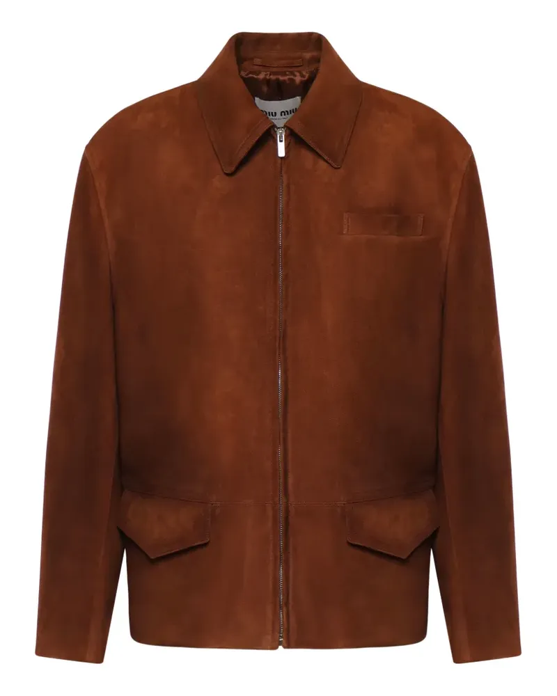 Miu Miu zip-up suede jacket - Braun Braun