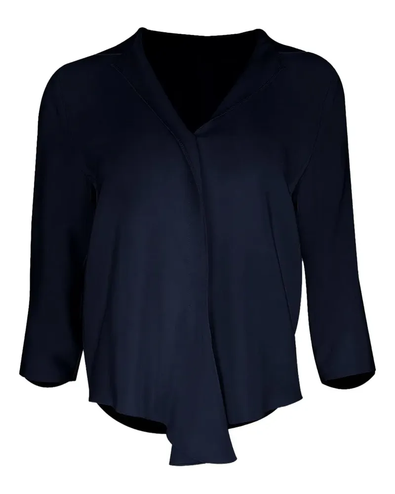 Peter Cohen Seidenbluse mit Knotenverschluss - Blau Blau