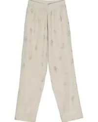 Uma Wang Palmer Hose mit blumigem Jacquardmuster Nude