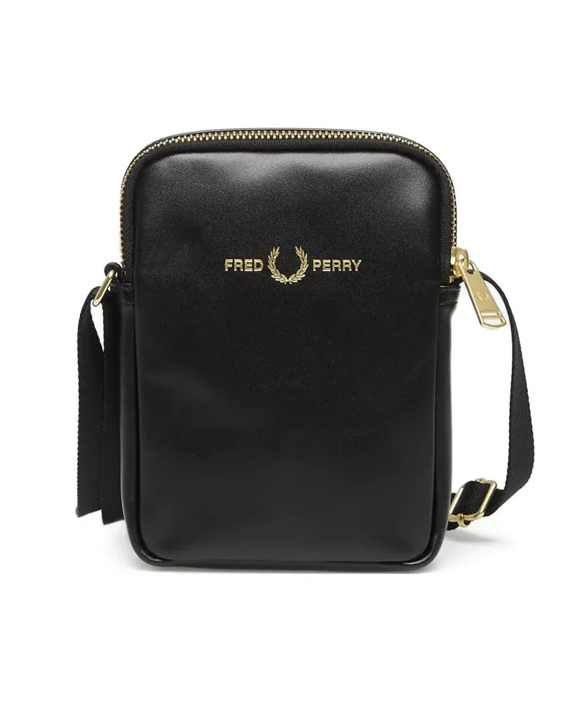 Fred Perry Laurel Wreath leather side bag - Schwarz Schwarz