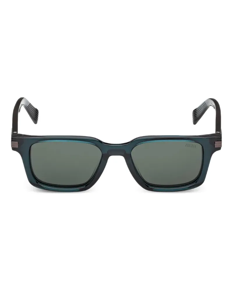 Ermenegildo Zegna Sonnenbrille mit eckigem Gestell - Grün Grün