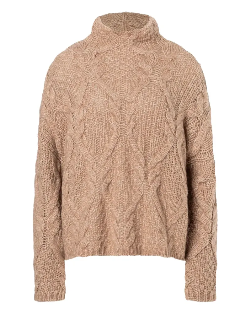 LU REN cable-knit turtleneck sweater - Nude Nude