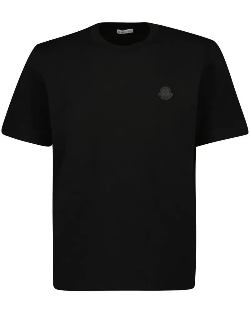 Moncler T-Shirt mit Logo-Applikation - Schwarz Schwarz