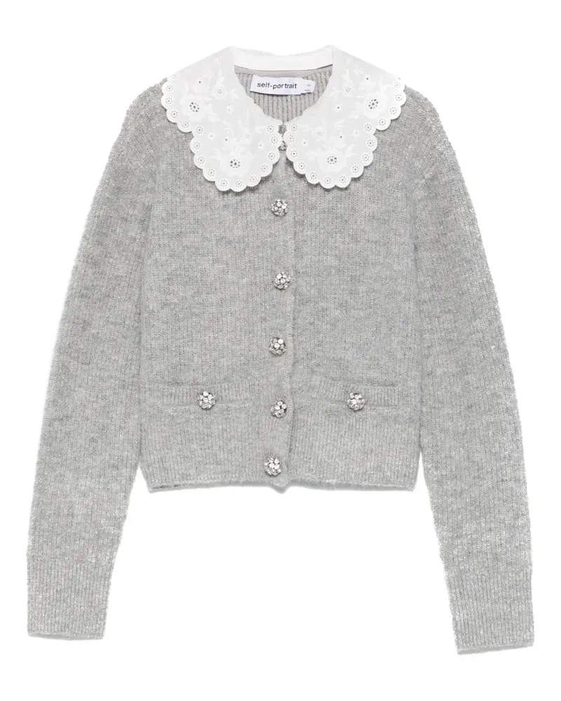Self-Portrait scalloped-collar embellished cardigan - Grau Grau