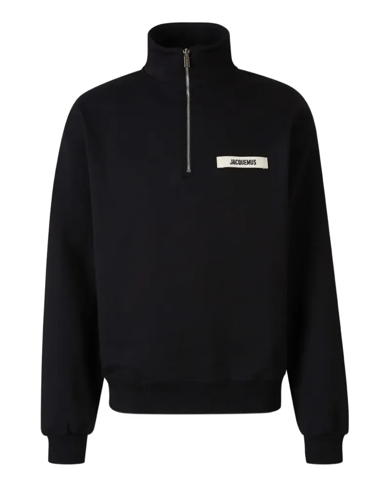 Jacquemus logo-patch quarter-zip sweater - Schwarz Schwarz
