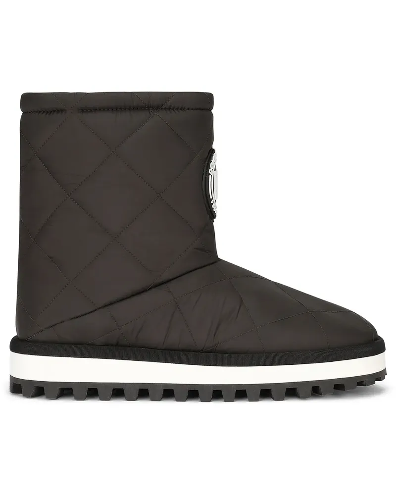 Dolce & Gabbana Gefütterte Stiefel mit Logo-Patch - Schwarz Schwarz