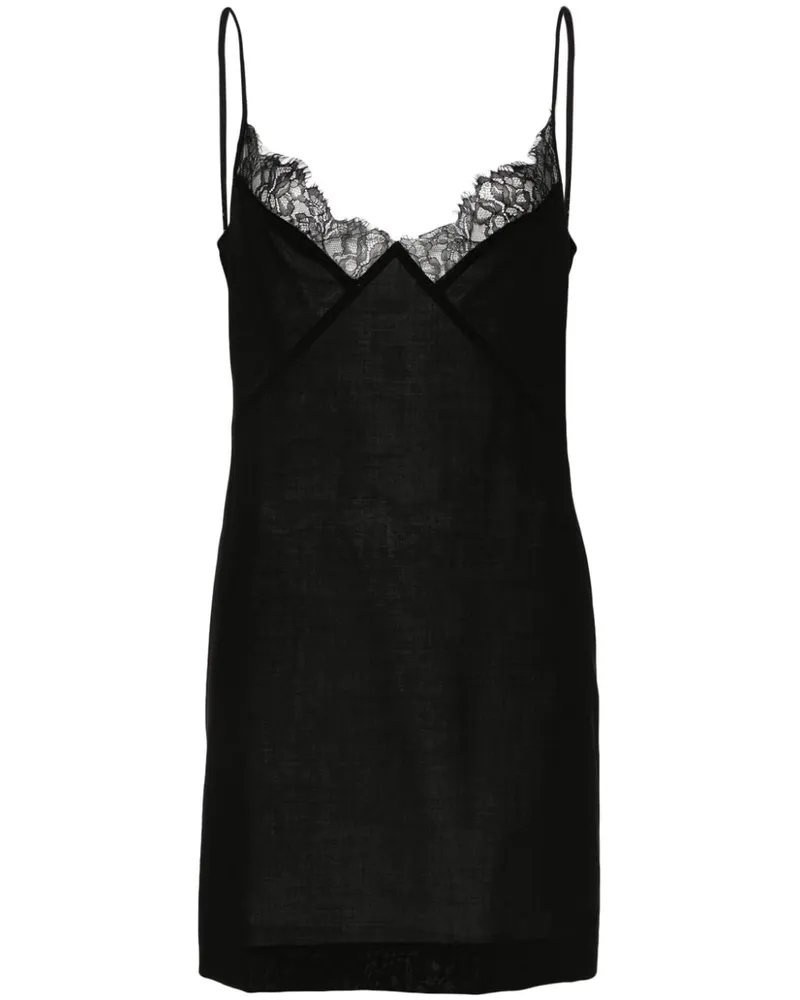 Blumarine Minikleid mit Spitzenbesatz - Schwarz Schwarz