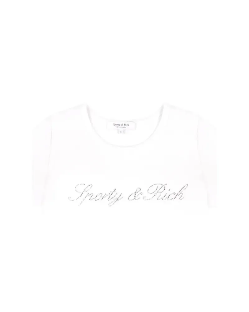 SPORTY & RICH Signature Logo Krystal T-shirt - Weiß Weiß