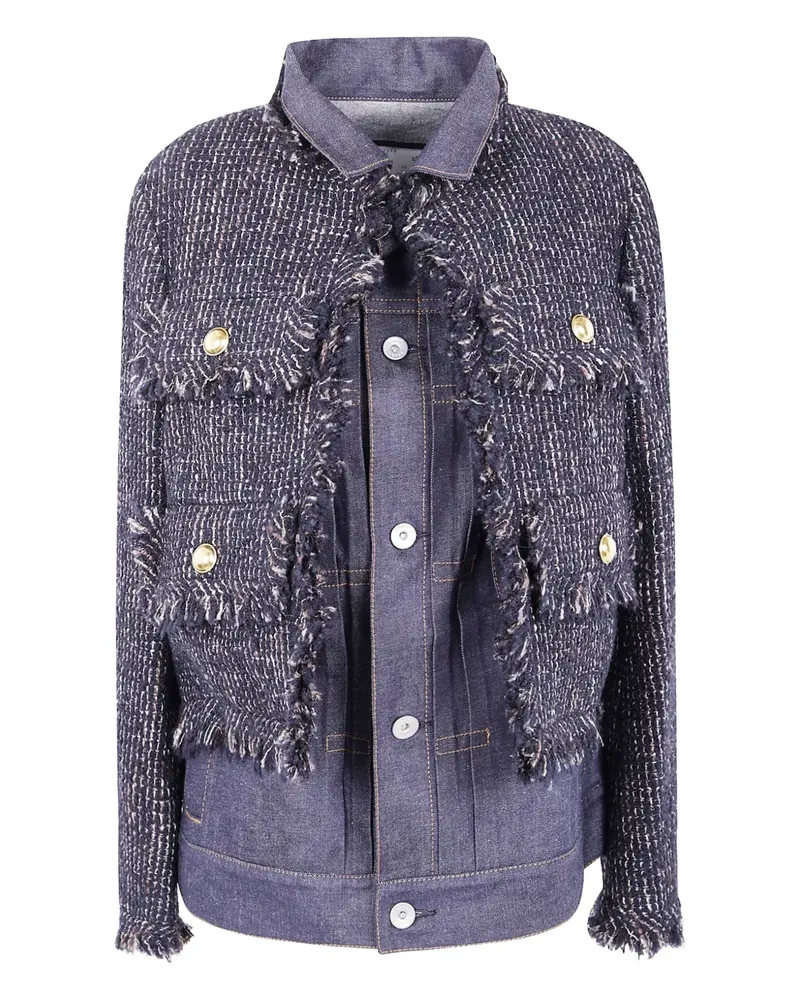 Sacai Jeansjacke mit Tweed-Einsätzen - Blau Blau