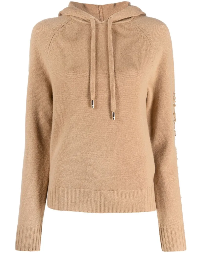 Max Mara Gestrickter Hoodie mit Kristallen Nude